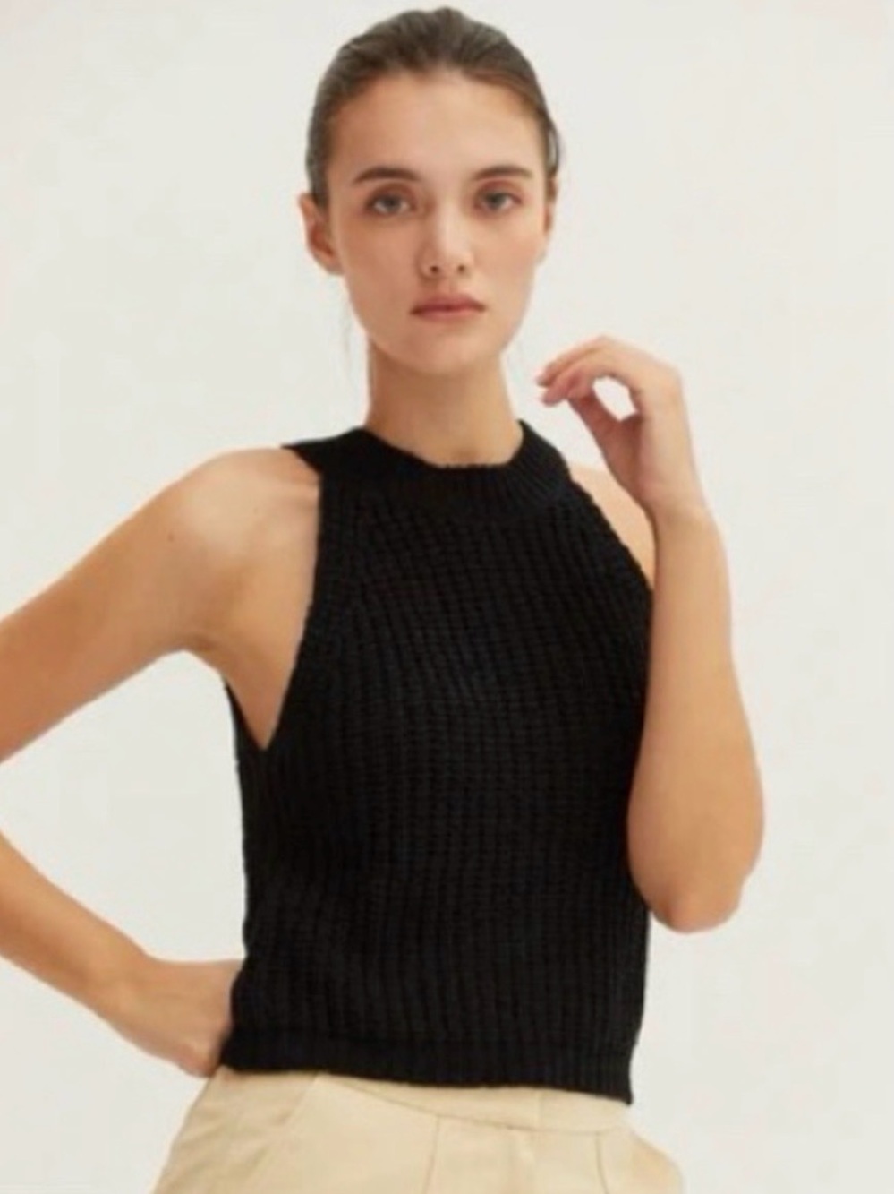 H&M High Neck Halter Sweater Knit Crop Tank- Medium